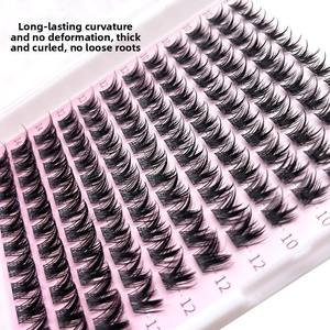 <span class=keywords><strong>Kit</strong></span> de faux <span class=keywords><strong>cils</strong></span> segmentés à bouquets individuels BlingBlang, best-seller, 8-14MM, bande en coton noir transparent, PBT semi-fait main - Product Image 4