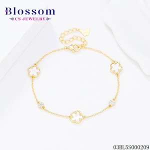 Hoa CS Đồ Trang Sức 925 Sterling Bạc Bốn Lá <span class=keywords><strong>Clover</strong></span> Vòng Đeo Tay Zircon Vỏ Mạ Vàng May Mắn Vòng Đeo Tay Đồ Trang Sức Mỹ Cho Phụ Nữ - Product Image 3
