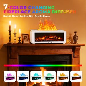 RGB Light Fragrance Fireplace Oil Diffuser Big Simulation Fireplace Flame Aroma Humidifier Remote Switch <b>USB</b> Charging Household - Product Image 3