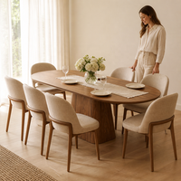 Ensemble de table à manger ovale en bois moderne, fabrication directe d'usine, écologique et durable, 8 places, pour salle à manger, meubles de maison