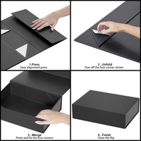 Boîte d'emballage en papier pliable avec logo personnalisé, boîte à fermeture magnétique noire de luxe, boîte cadeau pour cadeaux, emballage cadeau