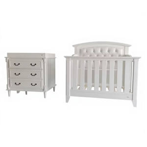 Ensemble de meubles de chambre à coucher en bois pour bébé, convertible 3 en 1 : lit bébé, lit d'enfant, table à langer avec rangement - Product Image 1
