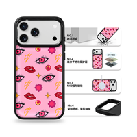 Coque de téléphone AG Feeling Black Edge avec motif lèvres rouges dorées pour iPhone 17, 17 Pro Max, 16 Pro, 15 – Coque magnétique