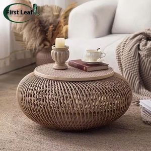 Table basse japonaise en bois massif tressée à la main, moderne, extensible, en rotin naturel, durable, écologique, pour petit appartement ou <span class=keywords><strong>baie</strong></span> vitrée - Product Image 4