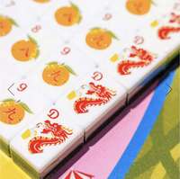 Jeu de tuiles de mahjong américain de luxe en acrylique vert à motif citron frais, style européen et américain, portable, en plastique, respectueux de l'environnement