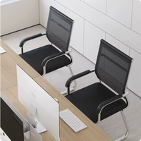 Chaise de bureau ergonomique avec dossier en maille, support lombaire, structure en acier, accoudoirs fixes, pour ordinateur, conférence, dortoir
