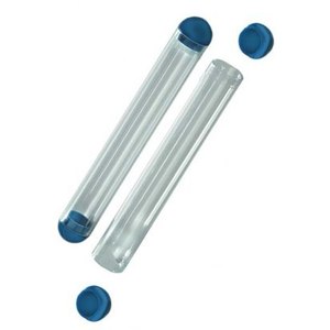 Boîte de rangement transparente en cristal pour supports papier, capacité de 120 ml, avec capuchon bleu - Product Image 1