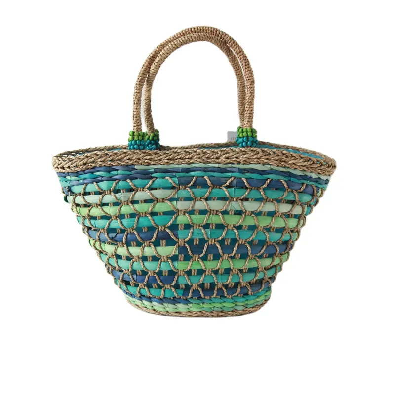 Wholesale straw beach bag shopping customize embroidery tassels moroccan straw beach bag