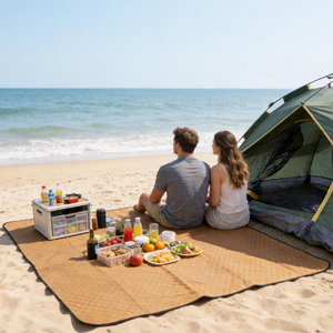 Portable <b>Waterproof</b> Picnic Blanket Foldable Outdoor Camping Mat With Ultrasonic Quilting for Hiking Beach Travel Family Picnics - Product Image 1