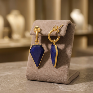Pendientes Unisex de Latón Étnicos Hechos a Mano con Baño de Oro de 24k y Engaste de Garra, Venta al por Mayor - Product Image 4