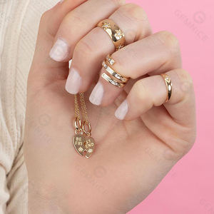 Gemnel <span class=keywords><strong>de</strong></span> plata 925 chapado en oro 14k diamante flor roto medio corazón <span class=keywords><strong>mejor</strong></span> amigo pulsera - Product Image 6