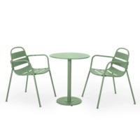 Chaise de balcon d'hôtel, table ronde, mobilier en métal, chaise de bistrot d'extérieur