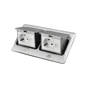 Presa Elettrica a Scomparsa con Coperchio Personalizzabile, Kit Prese da Pavimento Doppie a Scomparsa - Product Image 1