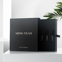 Mini échantillon de parfum en verre de luxe Bouteilles de pulvérisation vides rondes de 2ml avec emballage de boîte en papier noir