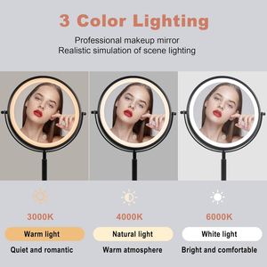 9" Large Rechargeable Double-Sided Cosmetics Mirror 10X/1X Adjustment 3 <b>Light</b> Modes Custom Size Custom Made <b>Make</b>-<b>up</b> Mirror - Product Image 3