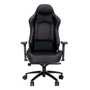 2024 jeux de chaise de luxe inde rouge broderie voiture noire cuir véritable chaise de jeu avec roulettes à verrouillage sûr roues de frein système grenouille