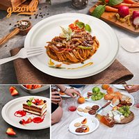 Assiettes jetables écologiques biodégradables en bagasse de canne à sucre de 9 pouces, 100% compostables, hydrofuges