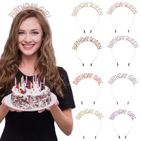 Serre-têtes d'anniversaire tendance avec lettres, accessoires pour cheveux, pinces à cheveux en strass pour fêtes et anniversaires HN001