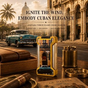 Encendedor de Cigarros GUEVARA Personalizado con Impresión Completa, Encendedor de Llama Azul de un Solo Chorro con Punzón Integrado, Encendedor de Cigarros con Arte Cubano Vintage - Product Image 2