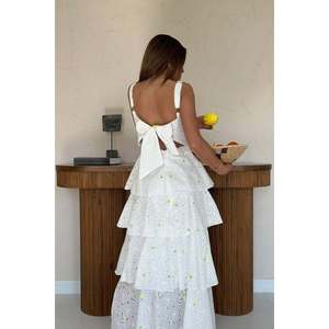 Vestido Casual Amarillo de Tirantes Finos con Lazo en la Espalda, Corte A, Cintura Natural, Transpirable, Ideal para Fiestas y Celebraciones, Venta al por Mayor - Product Image 2