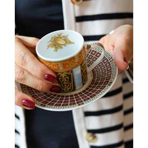 Bernardoux 12-Piece Ceramic <b>Coffee</b> and <b>Tea</b> <b>Set</b> with Grand Versailles Decoration 200ml Cups and Saucers Model Number - Product Image 2