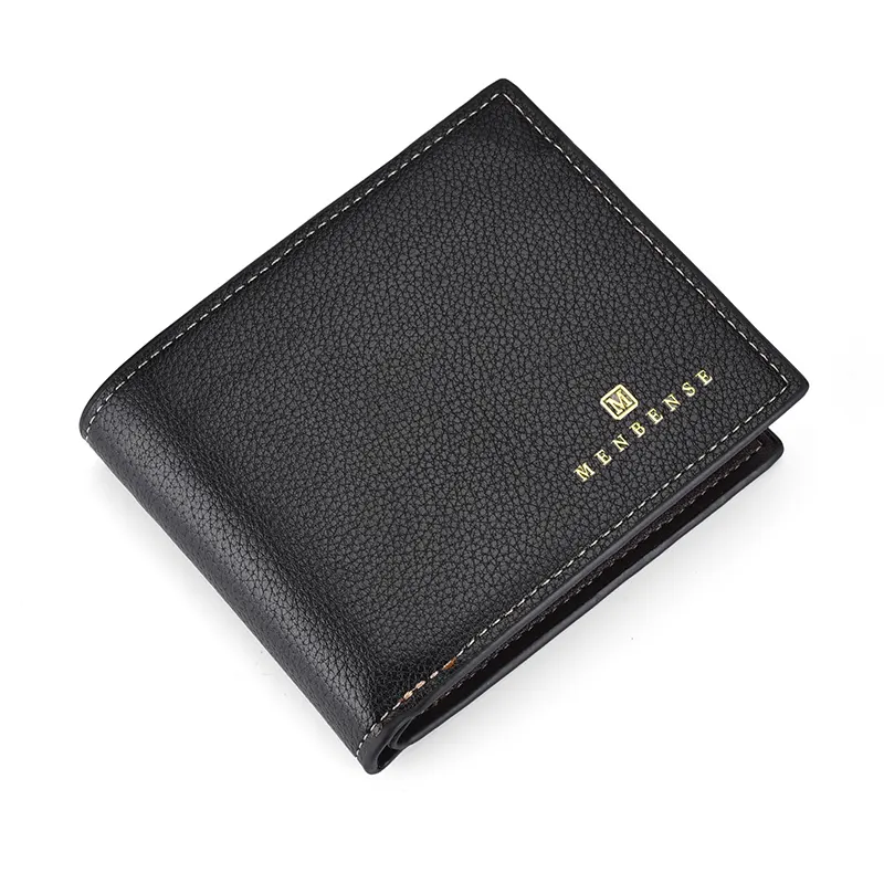 DDP pengiriman dompet kulit pu untuk pria lipat tiga dompet pria tempat kartu kualitas bagus dompet lipat tiga