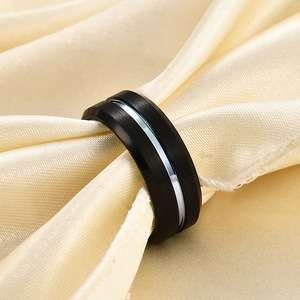 Black And Color Two Tone Tungsten <b>Ring</b> 8mm Geometric Fashion Women's Jewelry Gift - Product Image 4