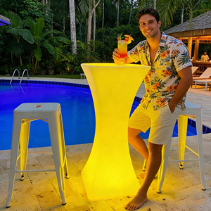 Modern LED Glowing Plastic <strong>Bar</strong> Table Color-Changing Waterproof Commercial <strong>Furniture</strong> for Mall Living Room <strong>Home</strong> Hotel Events - Product Image 1