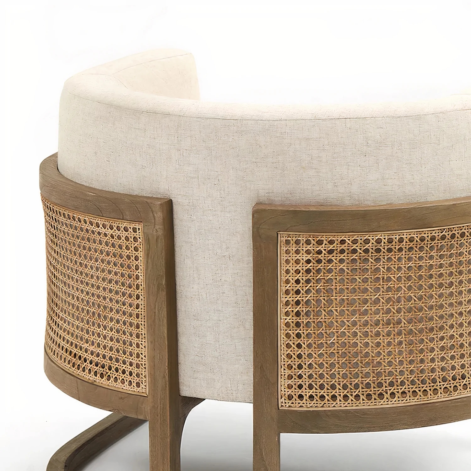 Hotel solid wood salon restaurant single sofa Nordic modern rattan fabric dining living room chairs