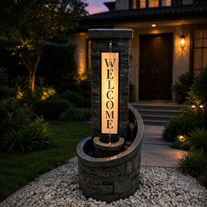 Fuente de Agua Minimalista para Exteriores, Cascada de Resina, Decoración Relajante para Jardín e Interiores con Diseño de Logotipo de Bienvenida - Product Image 3