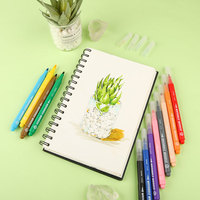 Marqueurs à pointe fine Mobee P-671B, 12 couleurs, haute qualité, ensemble de marqueurs pinceaux aquarelle pour étudiants et artistes.