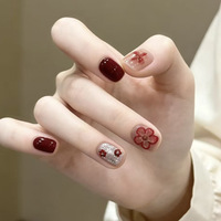 Faux Ongles Courts à Pression en Gros, Haute Qualité, 24 Pièces, Acrylique, Luxe, Étiquette Privée, Emballage Fournisseur French Tip