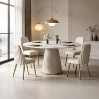 Ensemble de table à manger ronde en marbre moderne de luxe 4-6 places Pieds dorés Meubles pour la maison Hôtel Restaurant