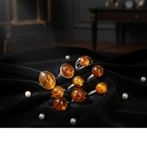 Vente flash - Bague <span class=keywords><strong>en</strong></span> <span class=keywords><strong>ambre</strong></span>, pierre précieuse naturelle, cristal de guérison, artisanat poli, bague de luxe unisexe pour cadeau de <span class=keywords><strong>bijoux</strong></span> - Product Image 6