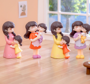 Festa della mamma carino grazioso Mini accessorio giocattolo regalo in miniatura persone madre figlia personaggio in resina figurine artigianali all'ingrosso - Product Image 1