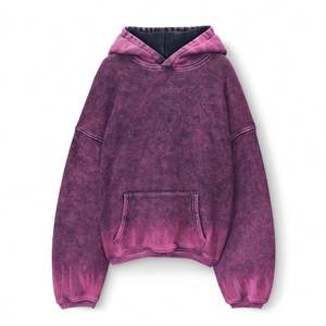 GDTEX Sweatshirts unisexes surdimensionnés en molleton de coton 100% sérigraphie personnalisée à capuche couleur unie délavé à l'acide pour l'automne et l'hiver - Product Image 4