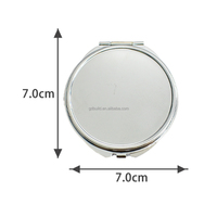 Miroir cosmétique rond pliable double face personnalisable en métal chromé avec plateau séparateur de poudre et correcteur, logo personnalisé
