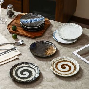 5 Inch Japanese-style <b>Ceramic</b> Dish Microwave Safe Round <b>Plate</b> for Barbecue Steak & Cake & Sushi <b>Plate</b> - Product Image 1