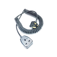 Cable Espiral Enrollado con Enchufe UK a Enchufe UK de 3 Pines, Cable de Extensión Retráctil