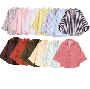 Abbigliamento <span class=keywords><strong>Donna</strong></span> 2026 Estate Nuova <span class=keywords><strong>Camicia</strong></span> Elegante Versatile alla Moda in <span class=keywords><strong>Misto</strong></span> <span class=keywords><strong>Lino</strong></span> con Maniche Larghe Comoda - Product Image 1