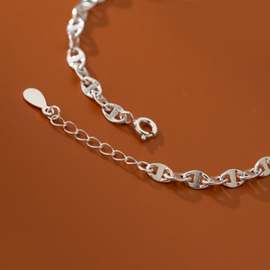 Daidan-Bracelet <span class=keywords><strong>de</strong></span> <span class=keywords><strong>Cheville</strong></span> Mode en Argent Sterling 925, Style Coréen Simple, Nez <span class=keywords><strong>de</strong></span> Cochon, <span class=keywords><strong>Grain</strong></span> <span class=keywords><strong>de</strong></span> Café, Chaîne <span class=keywords><strong>de</strong></span> <span class=keywords><strong>Cheville</strong></span> - Product Image 6