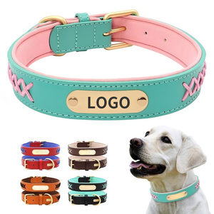 Collier et laisse pour chien à rayures en cuir Pu innovant de marque laser personnalisé - Product Image 2