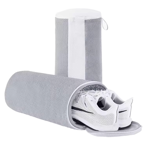 Sac à linge en maille gris léger pour baskets et chaussures de tennis, réutilisable, en polyester, compatible sèche-linge, pour le nettoyage des chaussures - Product Image 2