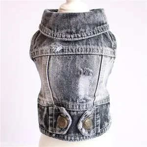 Hond Zwart Jean Jas Kleding Hond Koele Denim Vest