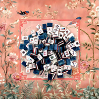 Mahjong américain sur le thème de l'Amérique, 166 tuiles en acrylique avec motif corail, oiseaux et fleurs, tapis de jeu de mahjong pour fête