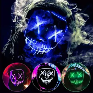 LED Glow EL Masker voor Halloween, Lichtgevende Draad, Halloween Cosplay, Horror Party, Festival, Cosplay