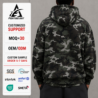 Sweat à capuche épais en molleton imprimé camouflage sur toute la surface, personnalisé par le fabricant, pour hommes, coupe oversize, style streetwear pour marques