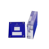 Logo personnalisé Acrylique Vitrine de pierres précieuses en vrac Bule Lucite Bijoux Gemme Diamant Boîte avec serrure magnétique