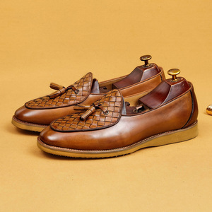 Zapatos de Cuero Genuino Beige con Punta Redonda, Sin Cordones, Suela de Goma Transpirable, para Todas las Temporadas, Estilo Profesional, Envío Directo - Product Image 5