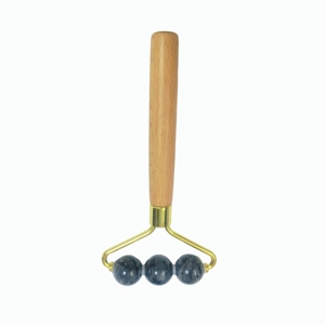 Exquisite Labradorite 3-Sphere Face <b>Massager</b> - Wooden Handle Wrinkle Remover <b>Tool</b>, Perfect Skincare Gift for Women - Product Image 2